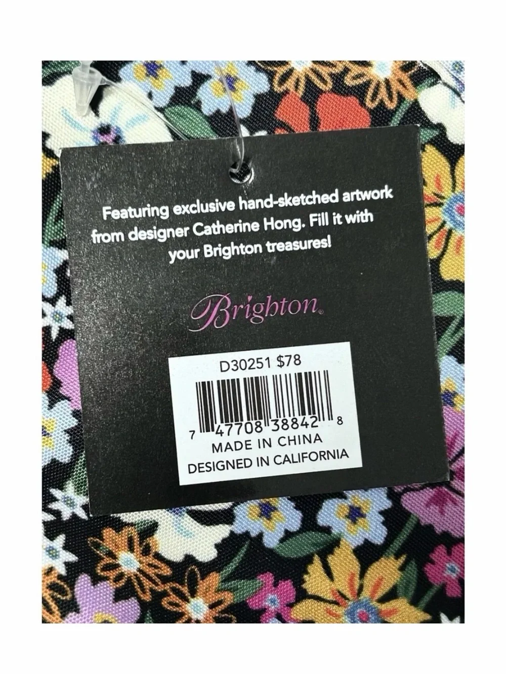 Brighton Floral Zip Cosmetic Pouch - Black with Purple, Orange & Yellow Flowers
